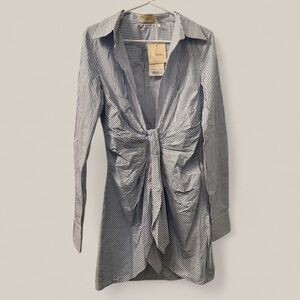 Choosy Blue and White Striped Mini Dress